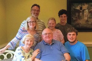Jim and Faye Bundy celebrate in style with their daughter and her family.