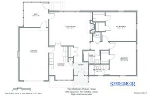 Two bedroom house floor plan option with two full baths