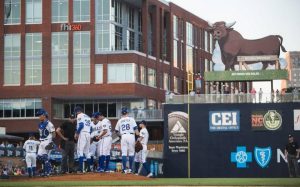 The snorting bull was used in the famous Bull Durham movie