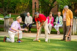 On Saturdays you will find a lively game of croquet on the South Village lawn