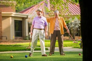 Residents enjoy friendly competitions with Croquet, Putting on the Green and Horseshoes each week