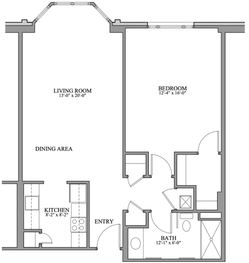 Springmoor's 1BR deluxe floorplan is a popular option for folks seeking an ideal NC retirement.
