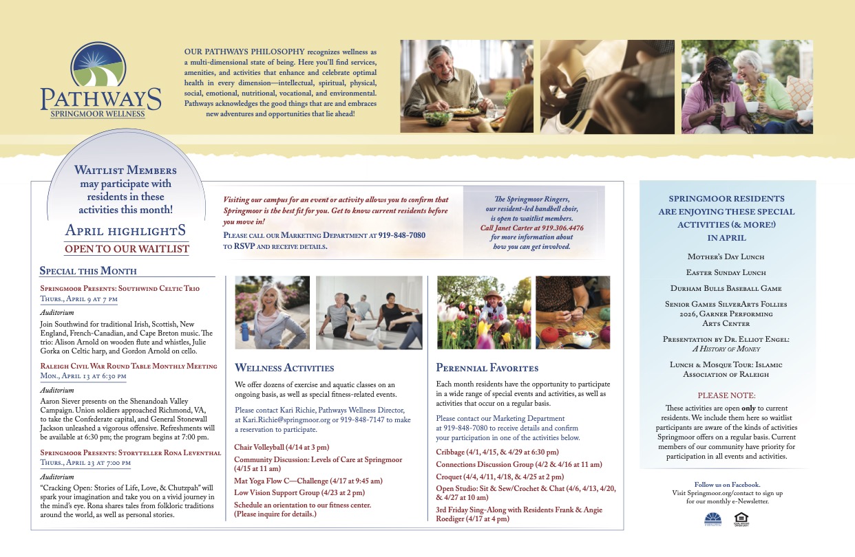 Pathways Integrated Wellness newsletter titled "April Highlights Open to Our Waitlist"